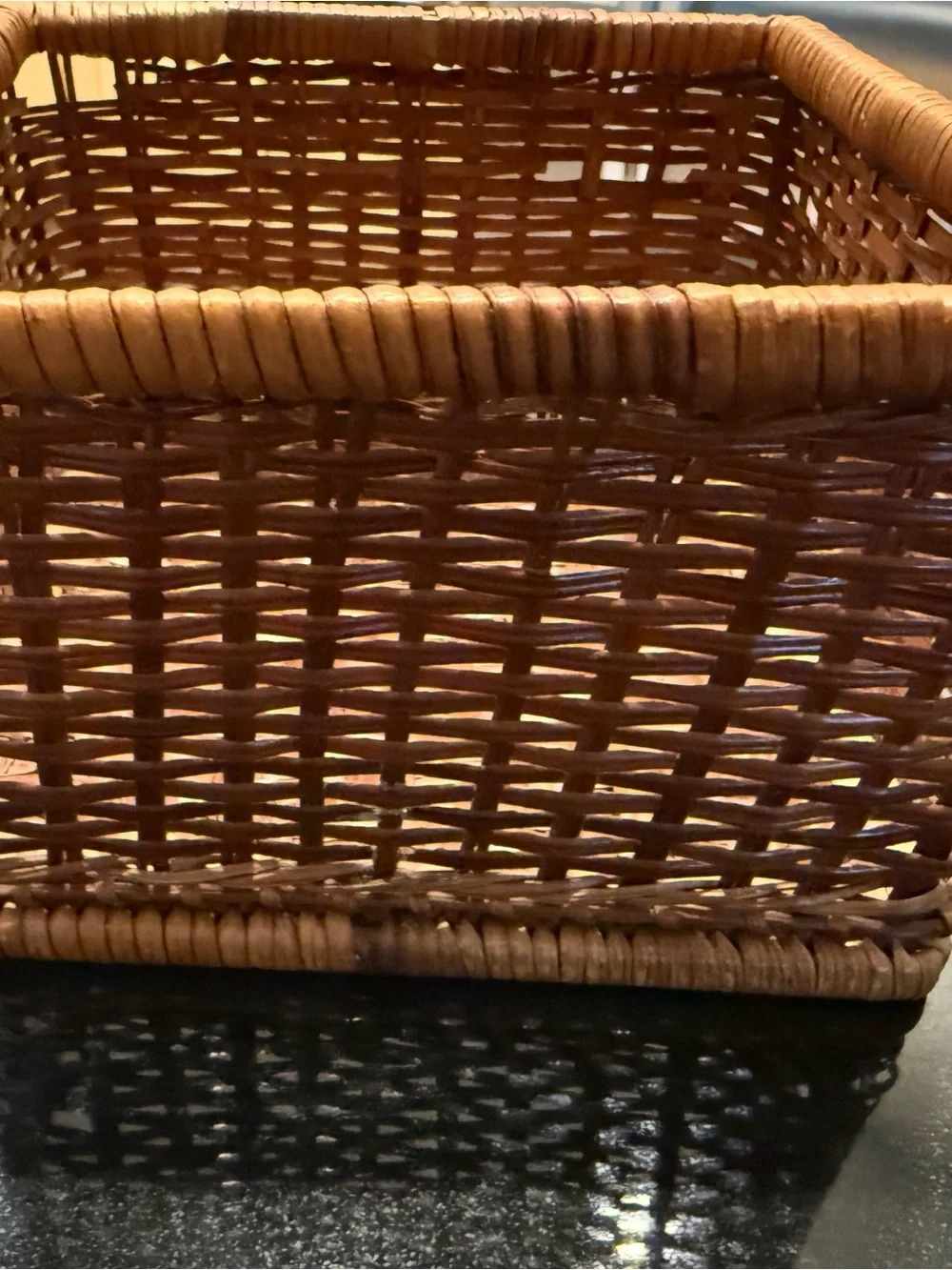 Wicker Square Storage Basket (Great for Keys!) - Brown